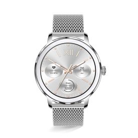   Ceas inteligent GT50 în mai multe limbi - puls, tensiune arterială, oxigen din sânge, funcție de apel Bluetooth, curea milaneză argintie