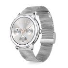 Ceas inteligent GT50 în mai multe limbi - puls, tensiune arterială, oxigen din sânge, funcție de apel Bluetooth, curea milaneză argintie