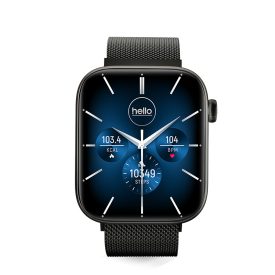   Ceas inteligent Bluetooth Hello Y102 cu ecran AMOLED cu meniu multilingv - Curea metalica - Negru