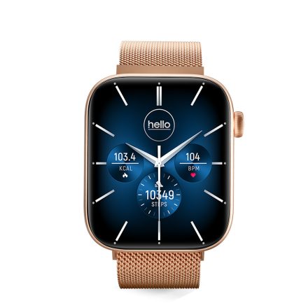 Ceas inteligent Bluetooth Hello Y102 cu ecran AMOLED cu meniu multilingv - Curea metalica - Rose Gold