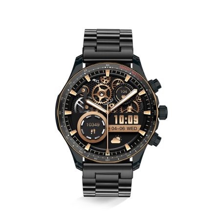 HELLO Y99 IP68 Smartwatch multilingv rezistent la apă cu ritm cardiac, tensiune arterială, monitor de oxigen din sânge - curea metalică - Negru
