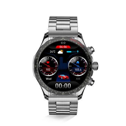 HELLO Y99 IP68 Smartwatch multilingv rezistent la apă cu ritm cardiac, tensiune arterială, monitor de oxigen din sânge - curea metalică - Argint